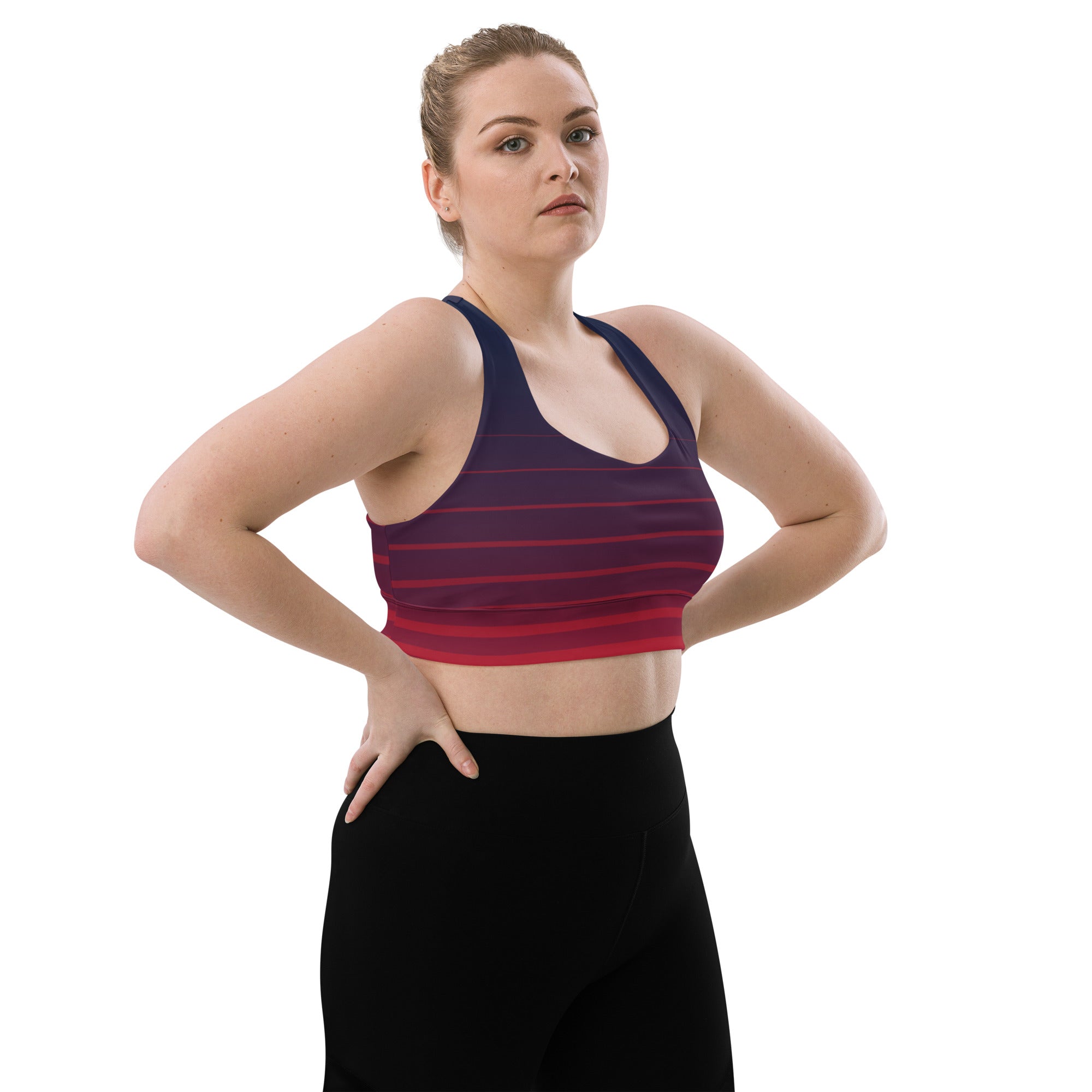 SHE REBEL - Stripes Longline Sports Bra